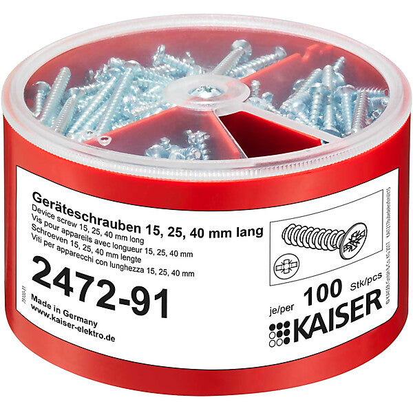 KAISER Geräteschrauben-Box je 100 3,2x15/25/40 2472-91